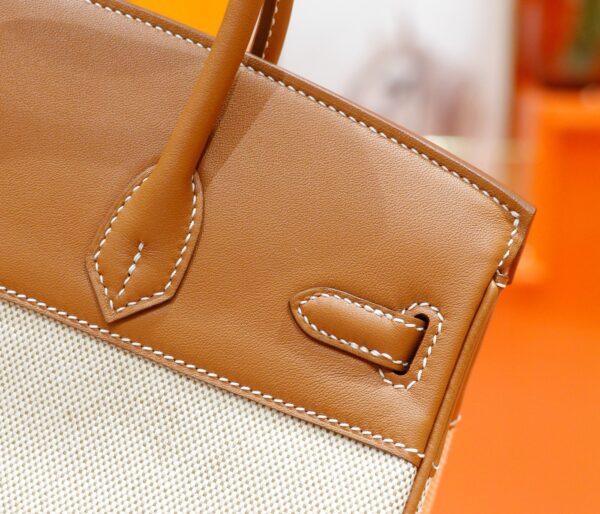 DR96 Factory Birkin Swift Leather & Canvas Golden Brown Gold Hardware 25cm Full Handmade
