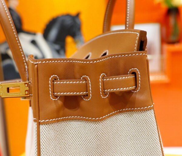 DR96 Factory Birkin Swift Leather & Canvas Golden Brown Gold Hardware 25cm Full Handmade