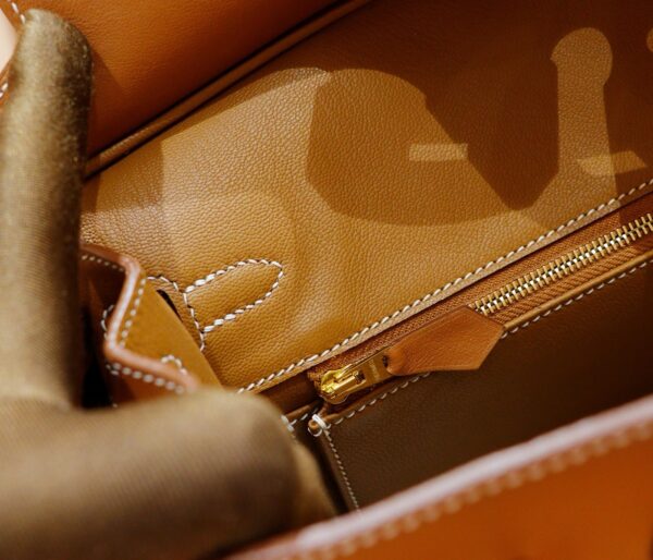 DR96 Factory Birkin Swift Leather & Canvas Golden Brown Gold Hardware 25cm Full Handmade