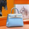 DR96 Factory Kelly Epsom Leather Candy Blue Silver Hardware 25cm Full Handmade