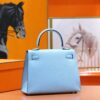 DR96 Factory Kelly Epsom Leather Candy Blue Silver Hardware 25cm Full Handmade