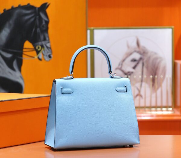 DR96 Factory Kelly Epsom Leather Candy Blue Silver Hardware 25cm Full Handmade