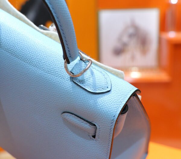 DR96 Factory Kelly Epsom Leather Candy Blue Silver Hardware 25cm Full Handmade
