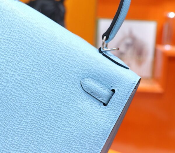 DR96 Factory Kelly Epsom Leather Candy Blue Silver Hardware 25cm Full Handmade
