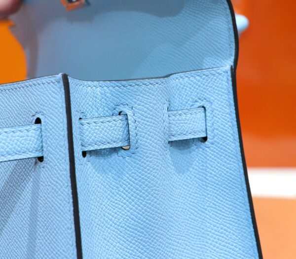 DR96 Factory Kelly Epsom Leather Candy Blue Silver Hardware 25cm Full Handmade