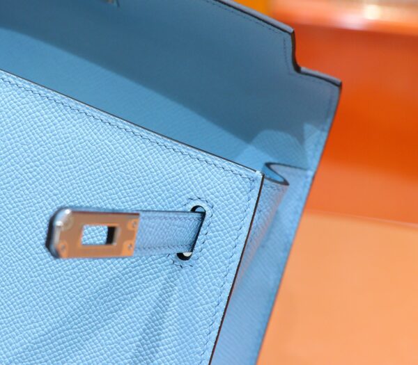 DR96 Factory Kelly Epsom Leather Candy Blue Silver Hardware 25cm Full Handmade