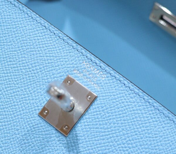DR96 Factory Kelly Epsom Leather Candy Blue Silver Hardware 25cm Full Handmade