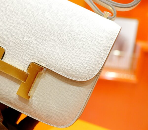 DR96 Factory Constance Epsom Leather Cream White Gold Hardware 18cm Full Handmade