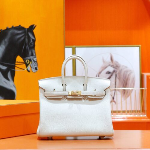 DR96 Factory Birkin Togo Leather Cream White Gold Hardware 25cm Full Handmade