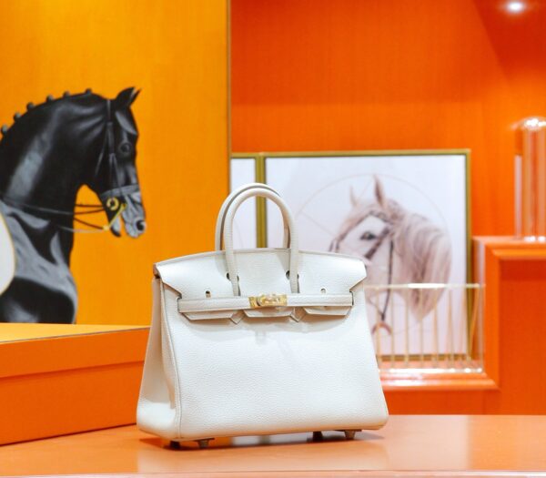 DR96 Factory Birkin Togo Leather Cream White Gold Hardware 25cm Full Handmade