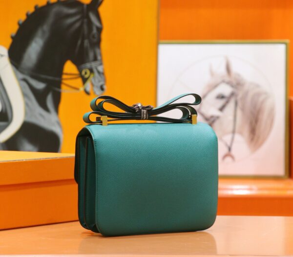 DR96 Factory Constance Epsom Leather Peacock Green Gold Hardware 24cm Full Handmade