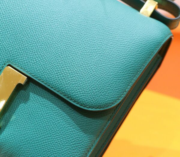 DR96 Factory Constance Epsom Leather Peacock Green Gold Hardware 24cm Full Handmade