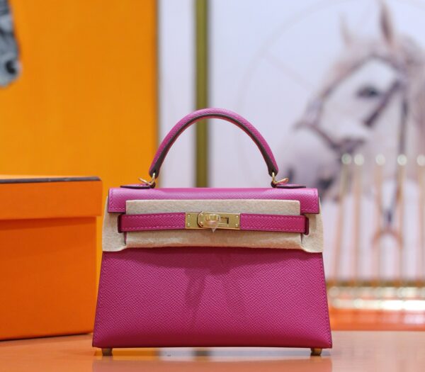 DR96 Factory Mini kelly Epsom Leather Rose Pink Gold Hardware 19cm Full Handmade