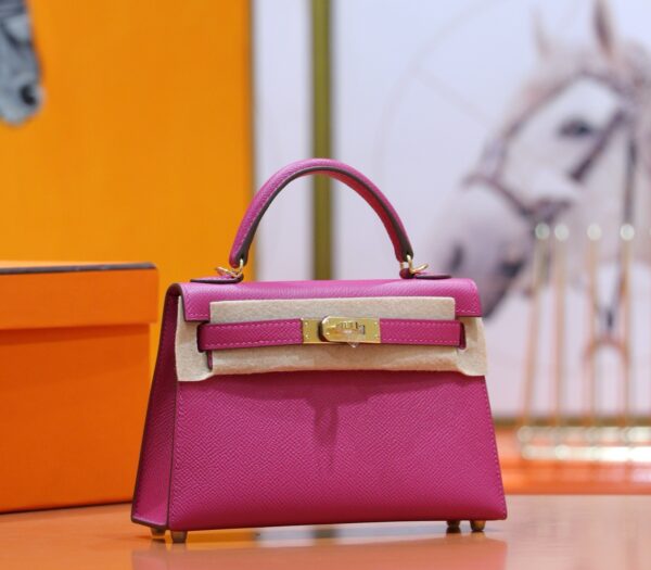 DR96 Factory Mini kelly Epsom Leather Rose Pink Gold Hardware 19cm Full Handmade