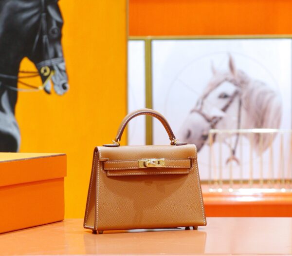 DR96 Factory Mini kelly Epsom Leather Golden Brown Gold Hardware 19cm Full Handmade