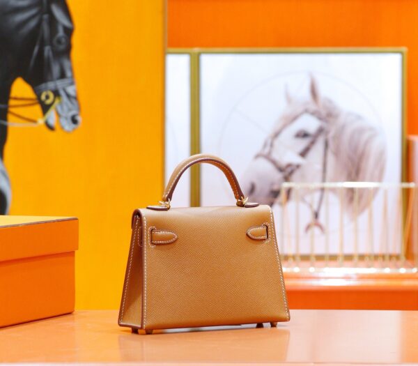 DR96 Factory Mini kelly Epsom Leather Golden Brown Gold Hardware 19cm Full Handmade