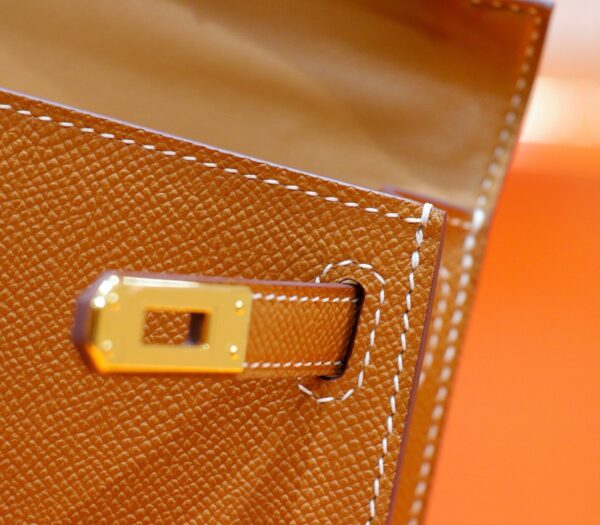 DR96 Factory Mini kelly Epsom Leather Golden Brown Gold Hardware 19cm Full Handmade