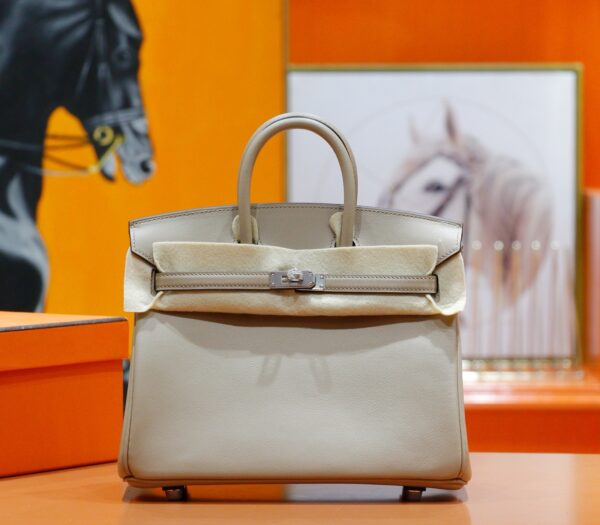 DR96 Factory Birkin Swift Leather Turtledove Khaki Silver Hardware 25cm Full Handmade