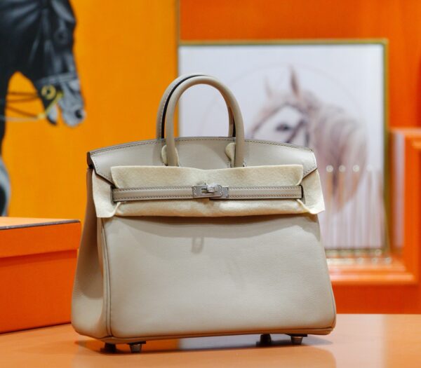 DR96 Factory Birkin Swift Leather Turtledove Khaki Silver Hardware 25cm Full Handmade