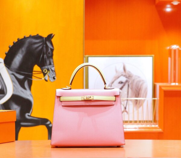 wsxc1784820051198_0 DR96 Factory Kelly Epsom Leather Cream Pink & Lemon Yellow Gold Hardware 25cm Full Handmade