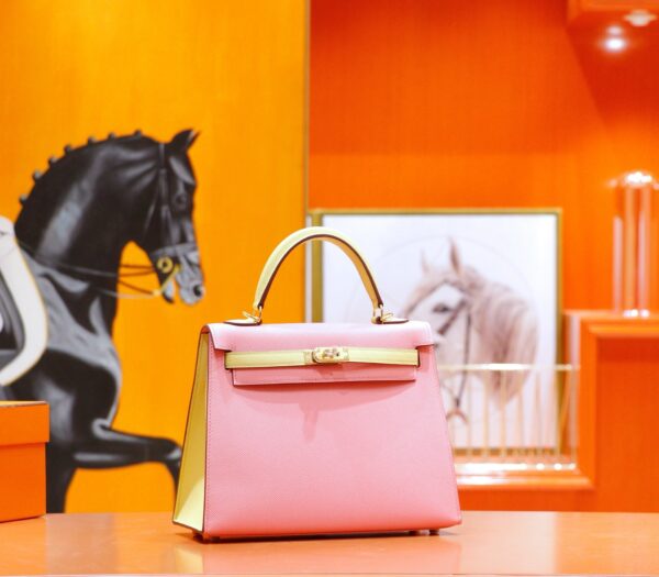 wsxc1784820051198_1 DR96 Factory Kelly Epsom Leather Cream Pink & Lemon Yellow Gold Hardware 25cm Full Handmade
