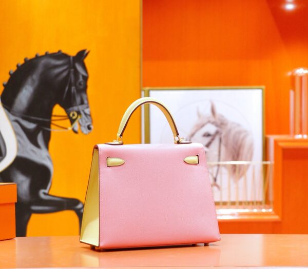 wsxc1784820051198_2 DR96 Factory Kelly Epsom Leather Cream Pink & Lemon Yellow Gold Hardware 25cm Full Handmade
