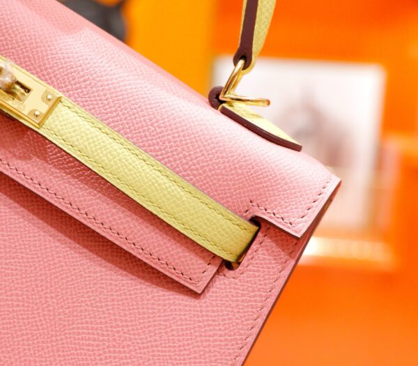 wsxc1784820051198_4 DR96 Factory Kelly Epsom Leather Cream Pink & Lemon Yellow Gold Hardware 25cm Full Handmade
