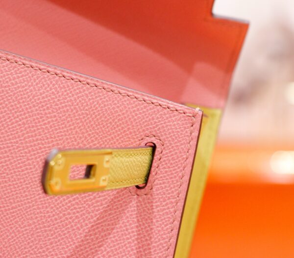wsxc1784820051198_6 DR96 Factory Kelly Epsom Leather Cream Pink & Lemon Yellow Gold Hardware 25cm Full Handmade