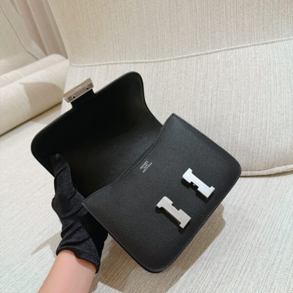 DR96 Factory Constance Epsom Leather CK89 Black Silver Hardware 18cm Full Handmade