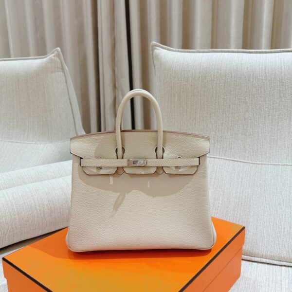 wsxc1785254091508_1 DR96 Factory Birkin Togo Leather Cream White Silver Hardware 25cm Full Handmade
