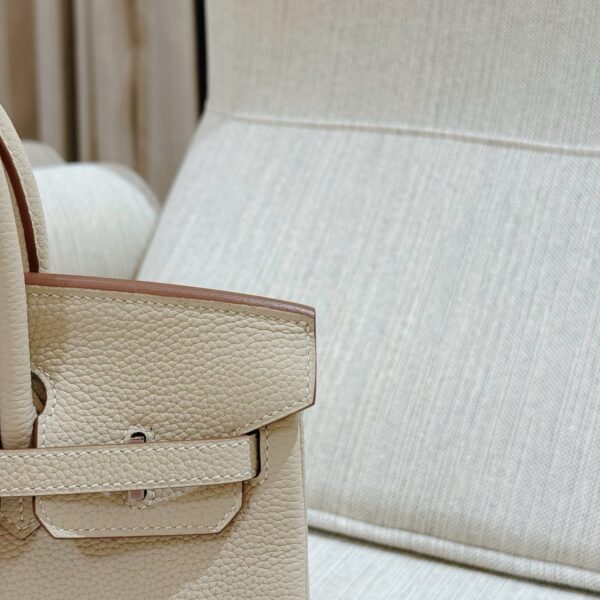wsxc1785254091508_3 DR96 Factory Birkin Togo Leather Cream White Silver Hardware 25cm Full Handmade