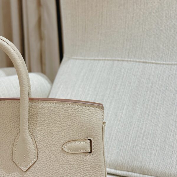 wsxc1785254091508_4 DR96 Factory Birkin Togo Leather Cream White Silver Hardware 25cm Full Handmade