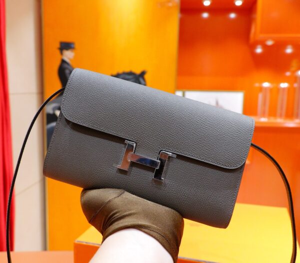 DR96 Factory Constance To Go Epsom Leather Medium Grey Silver Hardware 20cm Full Handmade