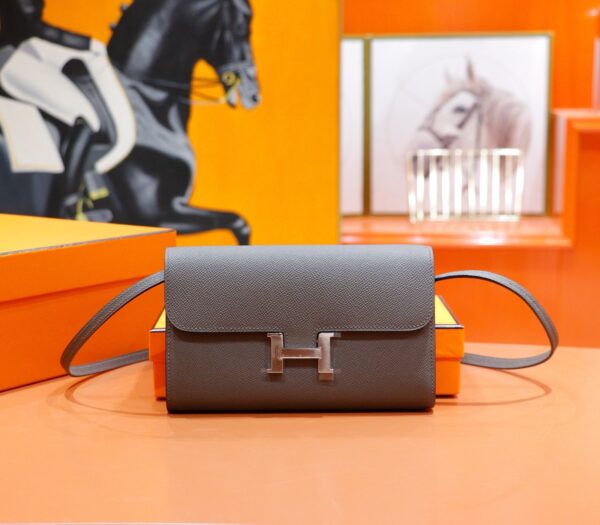 DR96 Factory Constance To Go Epsom Leather Medium Grey Silver Hardware 20cm Full Handmade