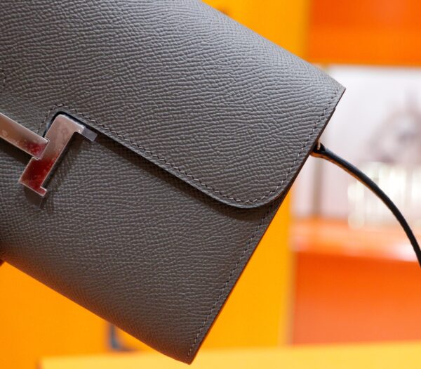 DR96 Factory Constance To Go Epsom Leather Medium Grey Silver Hardware 20cm Full Handmade