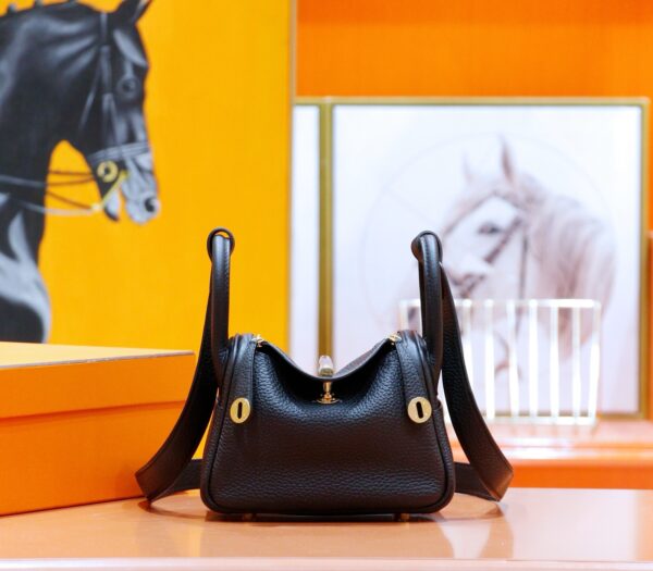 DR96 Factory Mini Lindy Togo Leather CK89 Black Gold Hardware 20cm Full Handmade