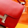 DR96 Factory Constance Epsom Leather Chinese Red Silver Hardware 24cm Full Handmade