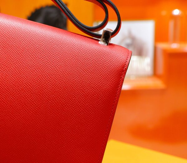 DR96 Factory Constance Epsom Leather Chinese Red Silver Hardware 24cm Full Handmade