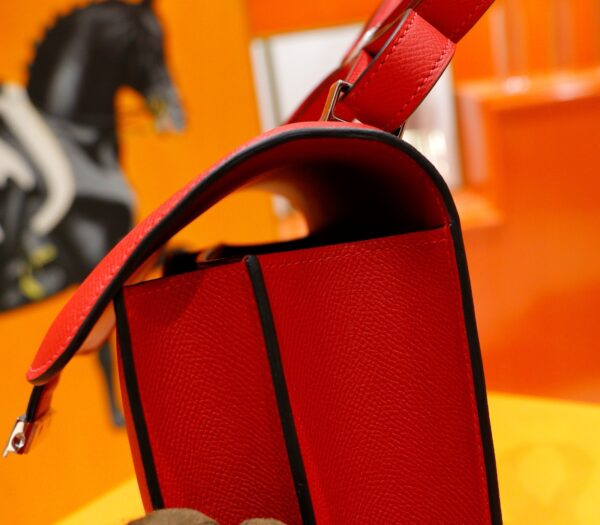 DR96 Factory Constance Epsom Leather Chinese Red Silver Hardware 24cm Full Handmade