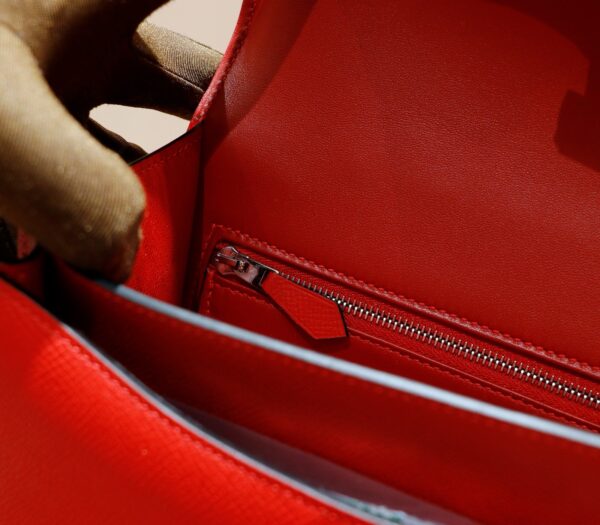 DR96 Factory Constance Epsom Leather Chinese Red Silver Hardware 24cm Full Handmade