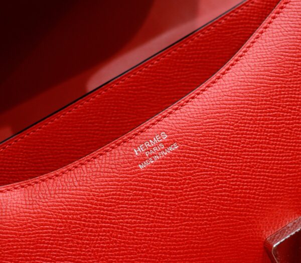 DR96 Factory Constance Epsom Leather Chinese Red Silver Hardware 24cm Full Handmade